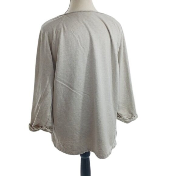 Chico's Weekends Sweater Cream Embellished 3/4 Sleeve Comfy Womens Size M - Picture 5 of 9